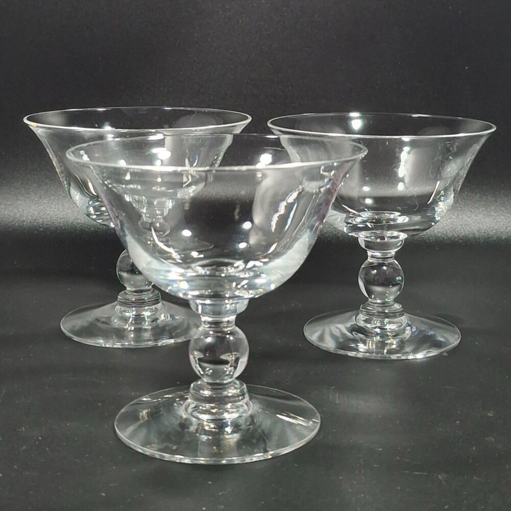 Candlewick Imperial MCM Vintage Sherbert Dessert 4" Glasses Bubble Stemware 3pcs